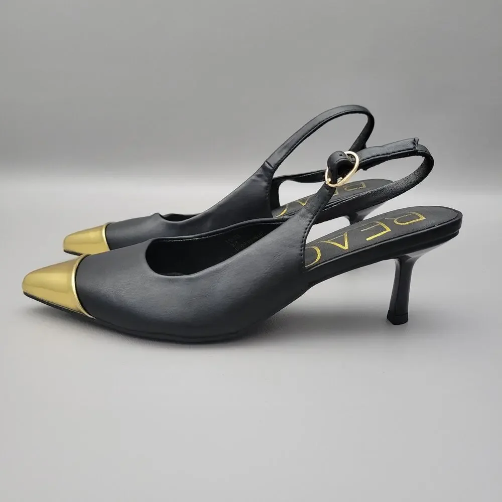 Beach by Matisse slingback pumps pointed gold-plated metal Cap Toe Size 9
